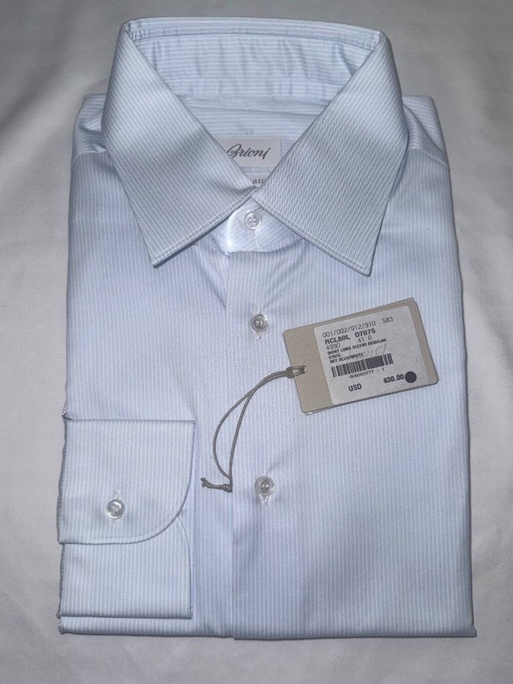NWT Brioni Sky Blue/White Dress Shirt 41R – Retail $630